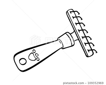 A comb for pets. Pet grooming. Doodle style hand drawn. Vector illustration. A comb for pets. Pet grooming. Doodle style hand drawn. Vector illustration. 109352969