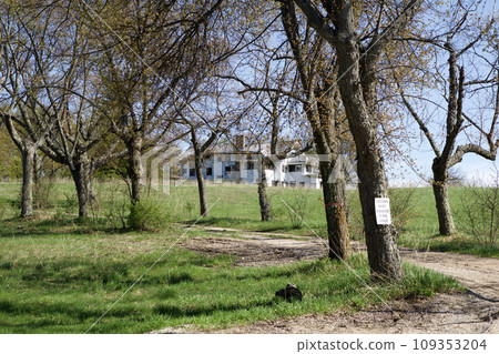 KEWADIN, MICHIGAN, UNITED STATES - MAY 16, 2018: Abandoned property of a summer camp at Maplehurst Lake in North Michigan KEWADIN, MICHIGAN, UNITED STATES - MAY 16, 2018: Abandoned property of a summer camp at Maplehurst Lake in North Michigan 109353204