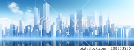 Blue near-future cityscape AI image 109353530