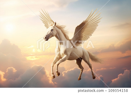 夢幻飛馬在天空中跳舞 AI 影像 109354158