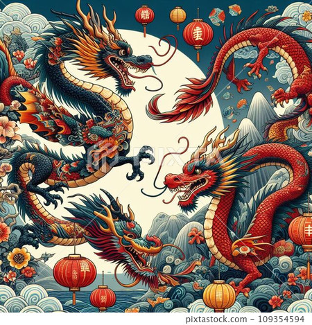 Facing dragons (AI image) 109354594