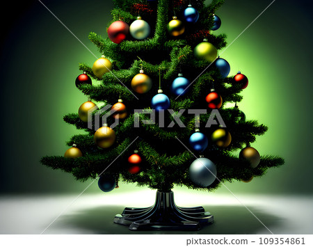 Christmas tree background knolling volumetric duotone colors. 109354861
