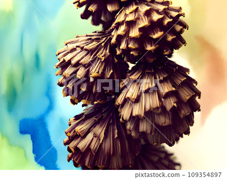 cone background knolling watercolour vintage color palette 109354897