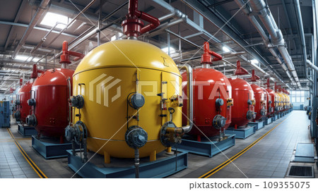Gas boilers in modern boiler room 109355075