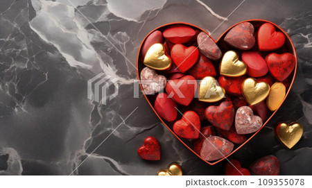 Heart shaped box with tasty candies Heart shaped box with tasty candies 109355078