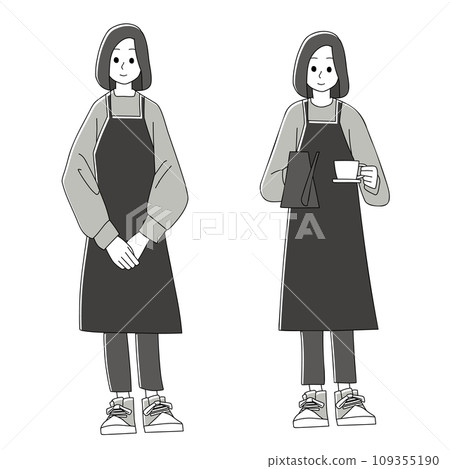 短鮑伯女咖啡店員站立套裝單色第 3 部分 109355190