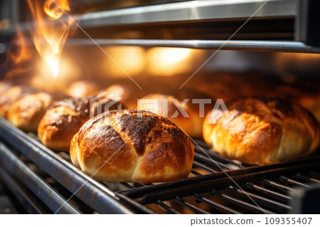 Fresh buns from the oven. Baking bread. 109355407