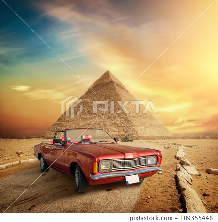 Car near the pyramid 109355448