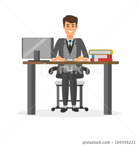 Home office concept, man working from home, student or freelancer. Home office concept, man working from home, student or freelancer. 109356221