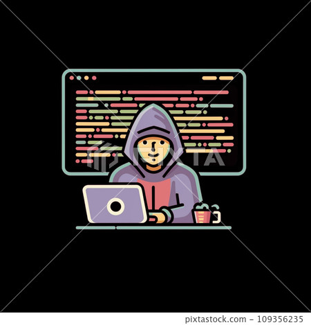 Cybersecurity concept, Hacker using laptop for hacking, 109356235