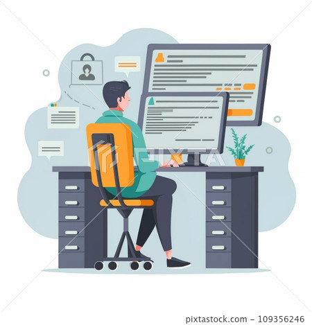 Cybersecurity concept, Hacker using laptop for hacking, 109356246