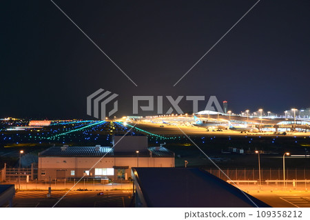 Airport at night seen from Kansai Airport Observation Hall Sky View 109358212