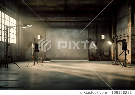 Modern photo studio with equipment. Generative AI 109358251