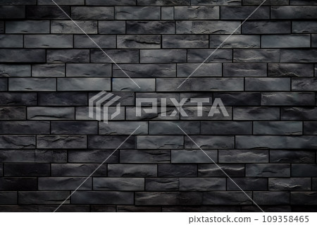 Black brick wall of dark stone texture. Generative AI Black brick wall of dark stone texture. Generative AI 109358465