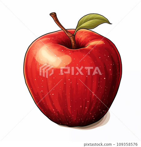 手绘卡通新鲜红苹果插画 手绘卡通新鲜红苹果插画 109358576