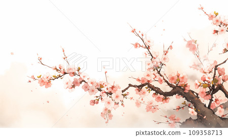 手绘唯美的中国风水墨春天盛开梅花插画 手绘唯美的中国风水墨春天盛开梅花插画 109358713