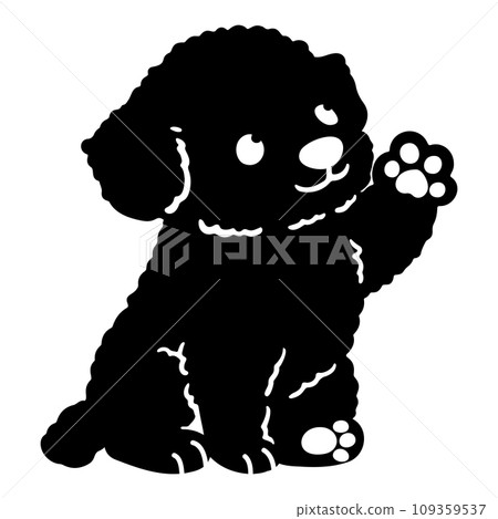 Silhouette of a cute chihuahua poo waving while sitting Silhouette of a cute chihuahua poo waving while sitting 109359537