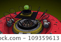 Tennis ball and rocket 3D animation. Futuristic theme 109359613