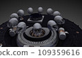 3d American Football Helmet rotating. Futuristic theme 109359616