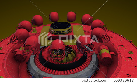 3d American Football Helmet rotating. Futuristic theme 109359618