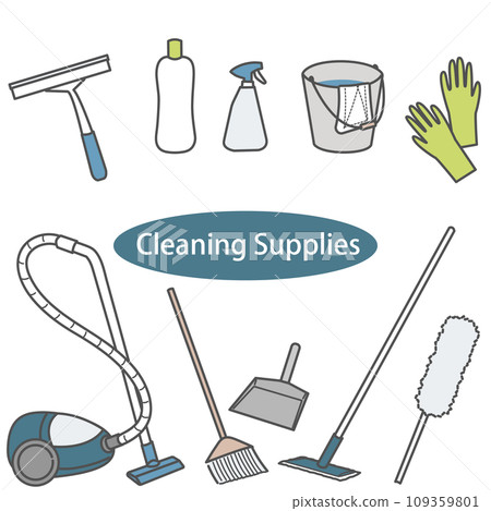 Illustration set of cleaning tools 109359801