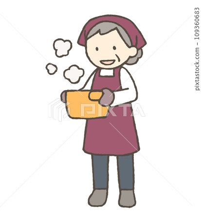 Illustration of a woman with a pot 109360683
