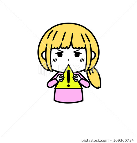 Illustration of a woman with a warning mark Illustration of a woman with a warning mark 109360754