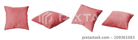 Decorative red rectangular pillow for sleeping and resting isolated on white background 109361083