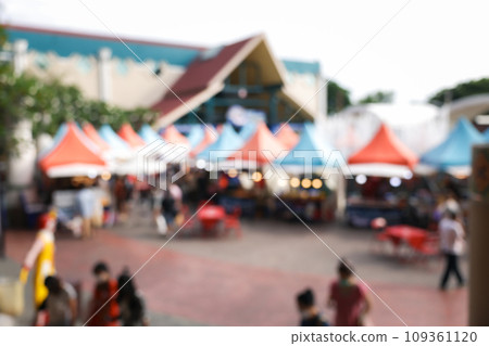 Blurred image of food fair, flea market for background. Blurred image of food fair, flea market for background. 109361120