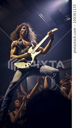 Rocker playing guitar close-up 109361135