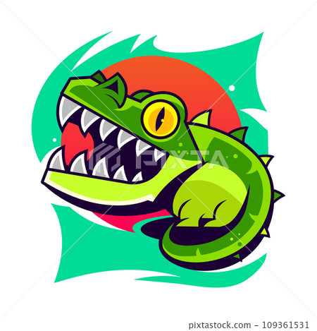American Alligator Alligator mississippiensis cute animal in colorful cartoon style isolated on white background. Vector graphics. It s in the same family as other large reptiles Crocodiles. American Alligator Alligator mississippiensis cute animal in colorful cartoon style isolated on white background. Vector graphics. It s in the same family as other large reptiles Crocodiles. 109361531