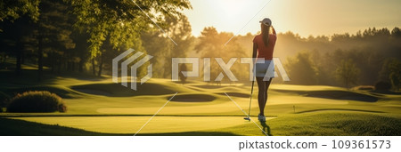 Golfers on the golf course playing golf 109361573