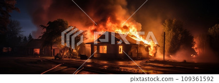 Fire in private house Fire in private house 109361592