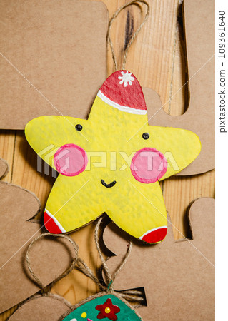 Cardboard toys for the Christmas tree or garland. New year decorations. Cardboard toys for the Christmas tree or garland. New year decorations. 109361640