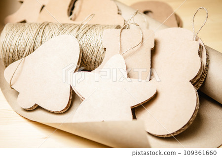 Cardboard toys for the Christmas tree or garland. New year decorations. 109361660