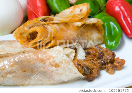 Mexican burrito with minced meat and beans ready to eat Mexican burrito with minced meat and beans ready to eat 109361725