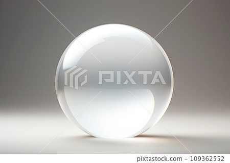 Light bends through the curvature of a transparent sphere on grey backdrop. Generative AI Light bends through the curvature of a transparent sphere on grey backdrop. Generative AI 109362552