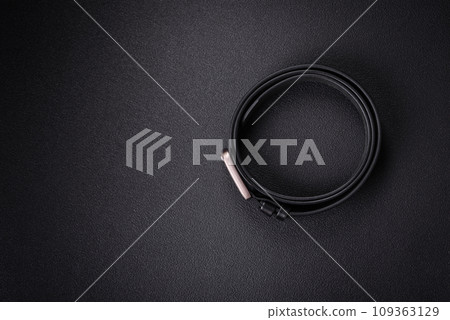 New leather men's belt with an old-style metal buckle New leather men's belt with an old-style metal buckle 109363129