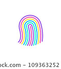 Stylized Finger print colorful icon. Fingerprint lock secure concept. Security logo vector icon illustration of unique fingerprint 109363252