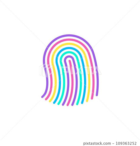 Stylized Finger print colorful icon. Fingerprint lock secure concept. Security logo vector icon illustration of unique fingerprint Stylized Finger print colorful icon. Fingerprint lock secure concept. Security logo vector icon illustration of unique fingerprint 109363252