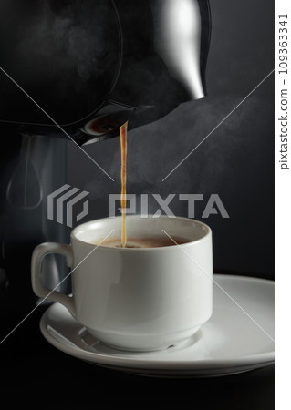 Espresso machine making fresh coffee. 109363341