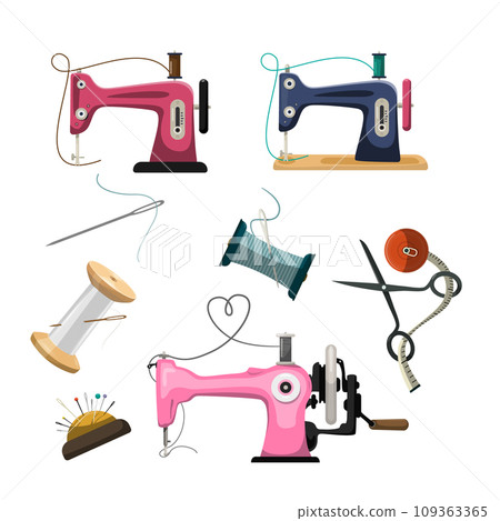Sewing items and tools isolated on white background - vector Sewing items and tools isolated on white background - vector 109363365