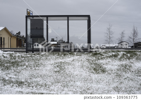bus stop in a small town in Finland 109363775