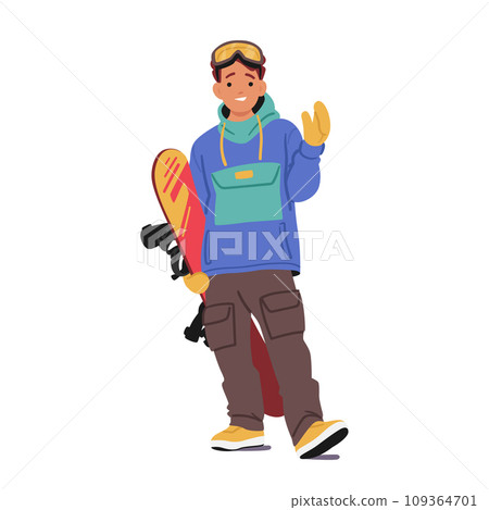 Young Boy Snowboarder, Decked Out In Winter Gear, Confidently Strikes A Cool Pose Isolated On White Background Young Boy Snowboarder, Decked Out In Winter Gear, Confidently Strikes A Cool Pose Isolated On White Background 109364701