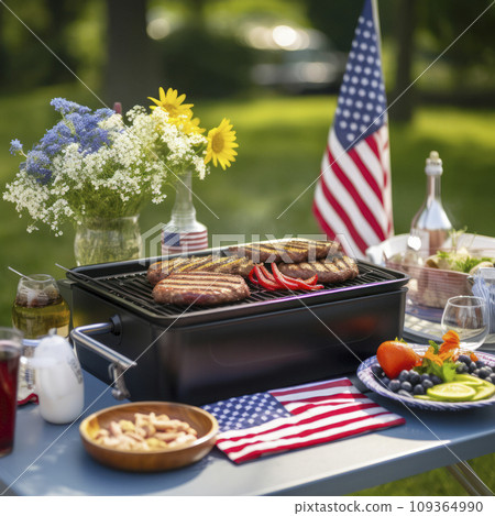 lifestyle photo 4th of july usa bbq bar be que 109364990