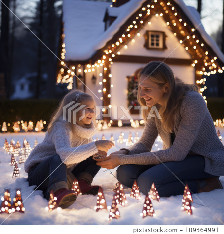 lifestyle photo christmas house full of lights lifestyle photo christmas house full of lights 109364991