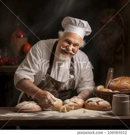 lifestyle photo humor an elderly old chef 109365012