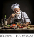 lifestyle photo humor an elderly old chef 109365028