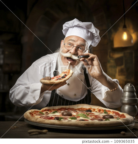 lifestyle photo humor an elderly old chef 109365035