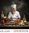 lifestyle photo humor an elderly old chef 109365036